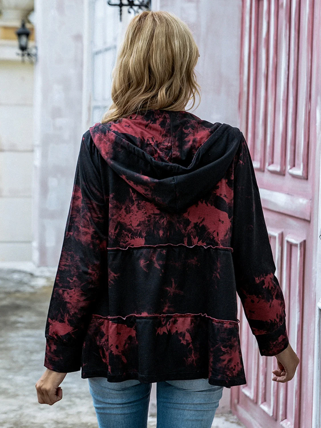 Marta | Shiny long sleeve jacket with drawstring and full size zip - Image 2