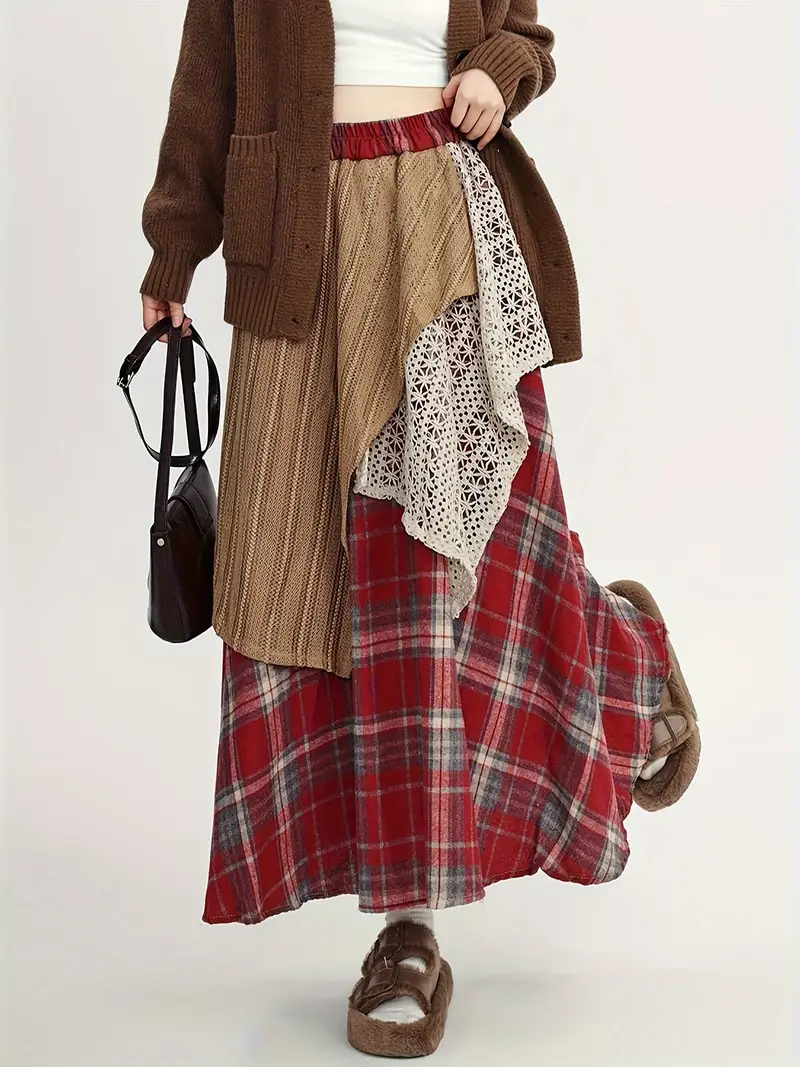 Martina® | Long Boho-Style Plaid Skirt - Image 2