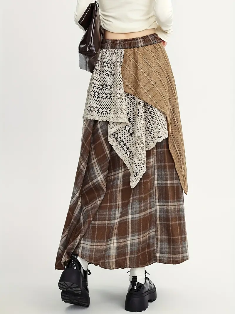 Martina® | Long Boho-Style Plaid Skirt - Image 6