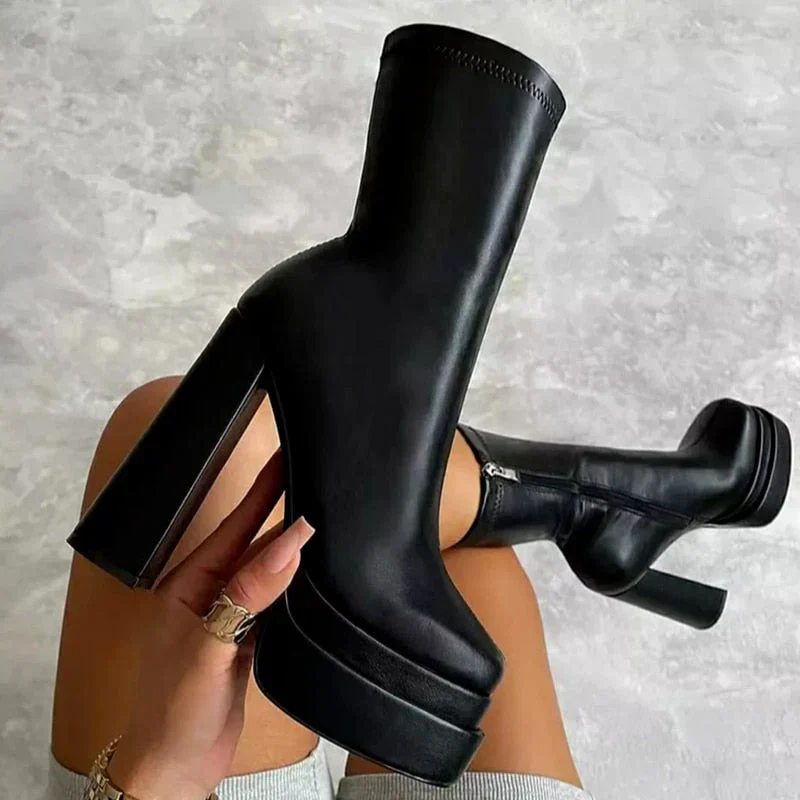 Matilda® | Leather Boots With Thick Heels. - Image 3