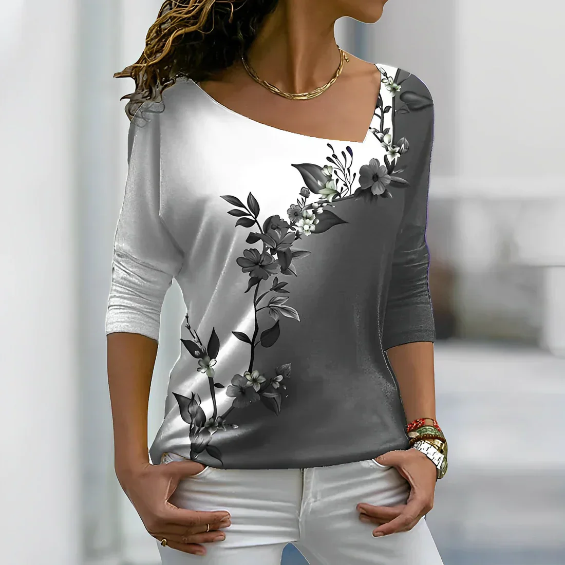 Matilde® | Florales Contrastfarbiges Art Shirt - Image 5