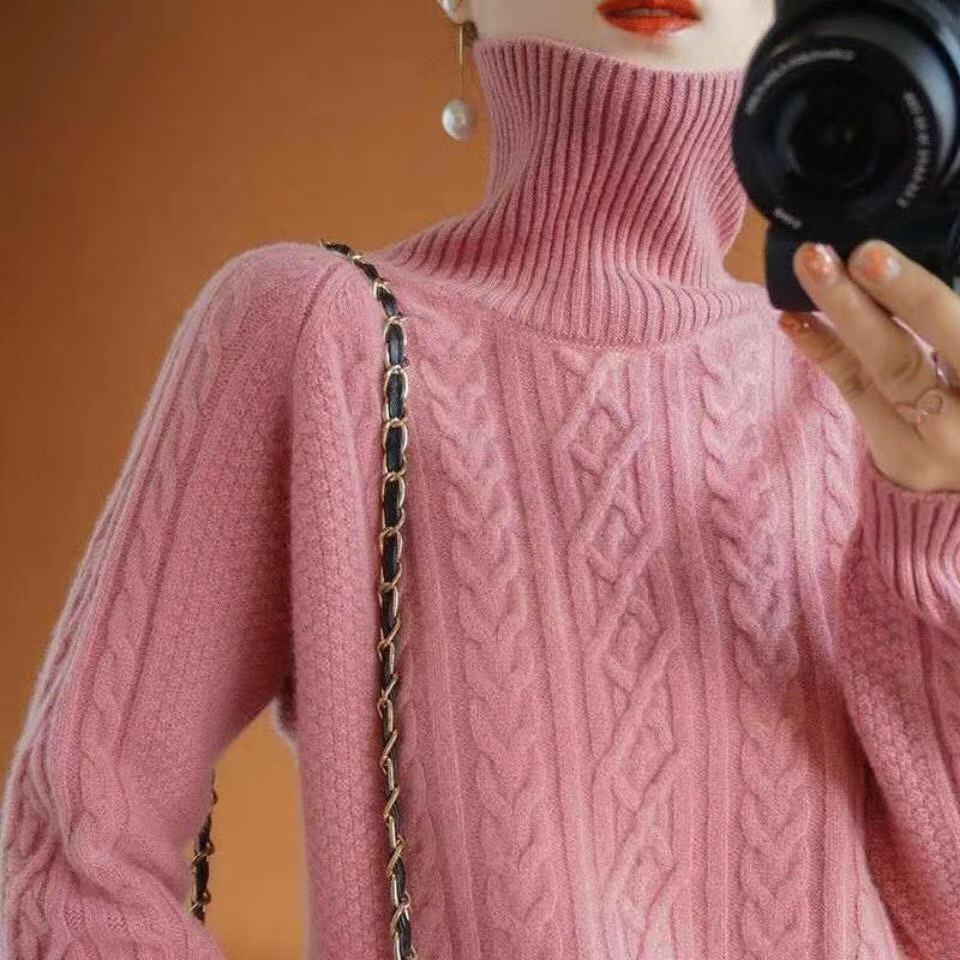 Mayte | Warm knitted sweater for women with a turtleneck - Image 3