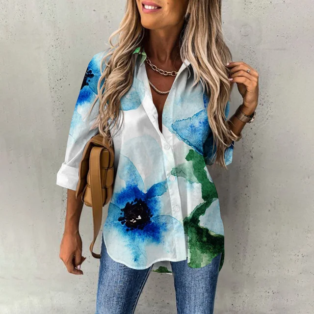Melina® | Casual, Loose Long-Sleeved Blouse With A Floral Pattern