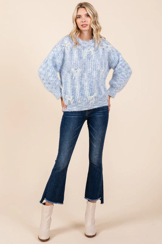 Melina | Heavy knit sweater with bow embroidery - Image 5