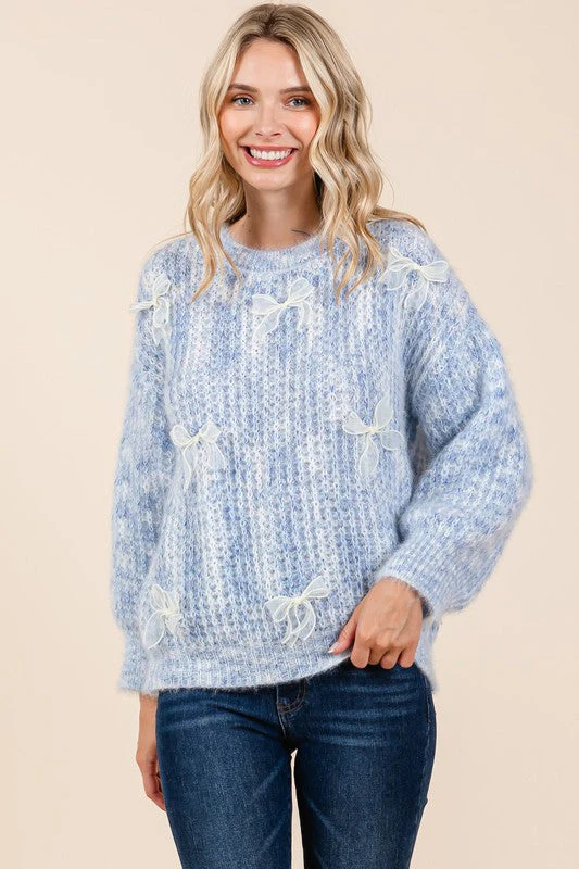 Melina | Heavy knit sweater with bow embroidery - Image 8