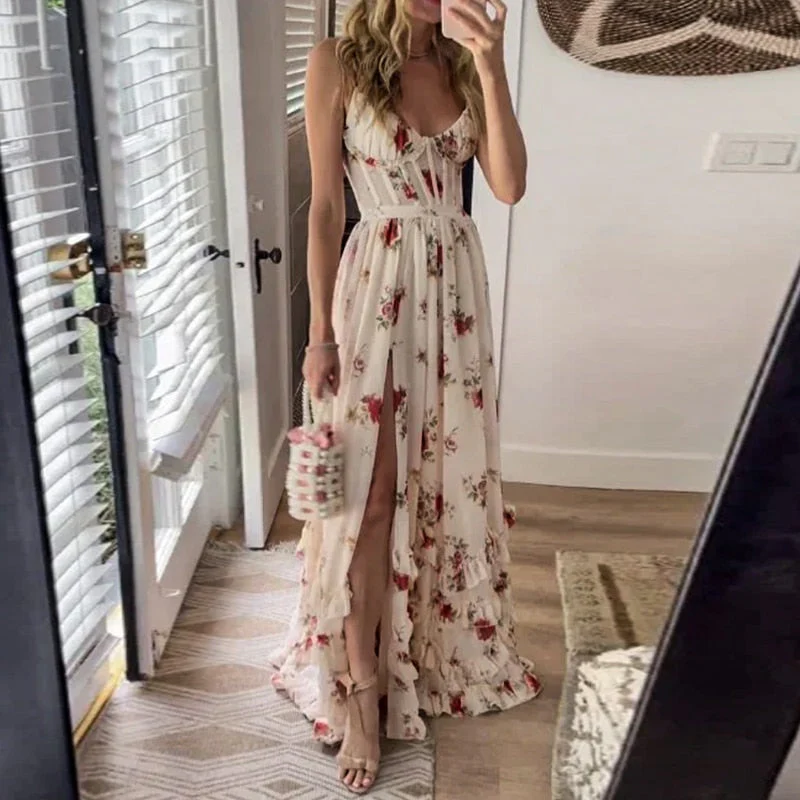 Mia® | Floral Long Dress With Slit