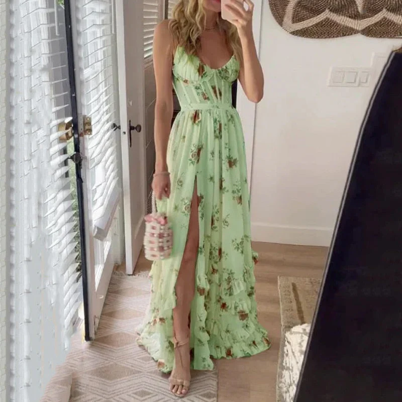 Mia® | Floral Long Dress With Slit - Image 3