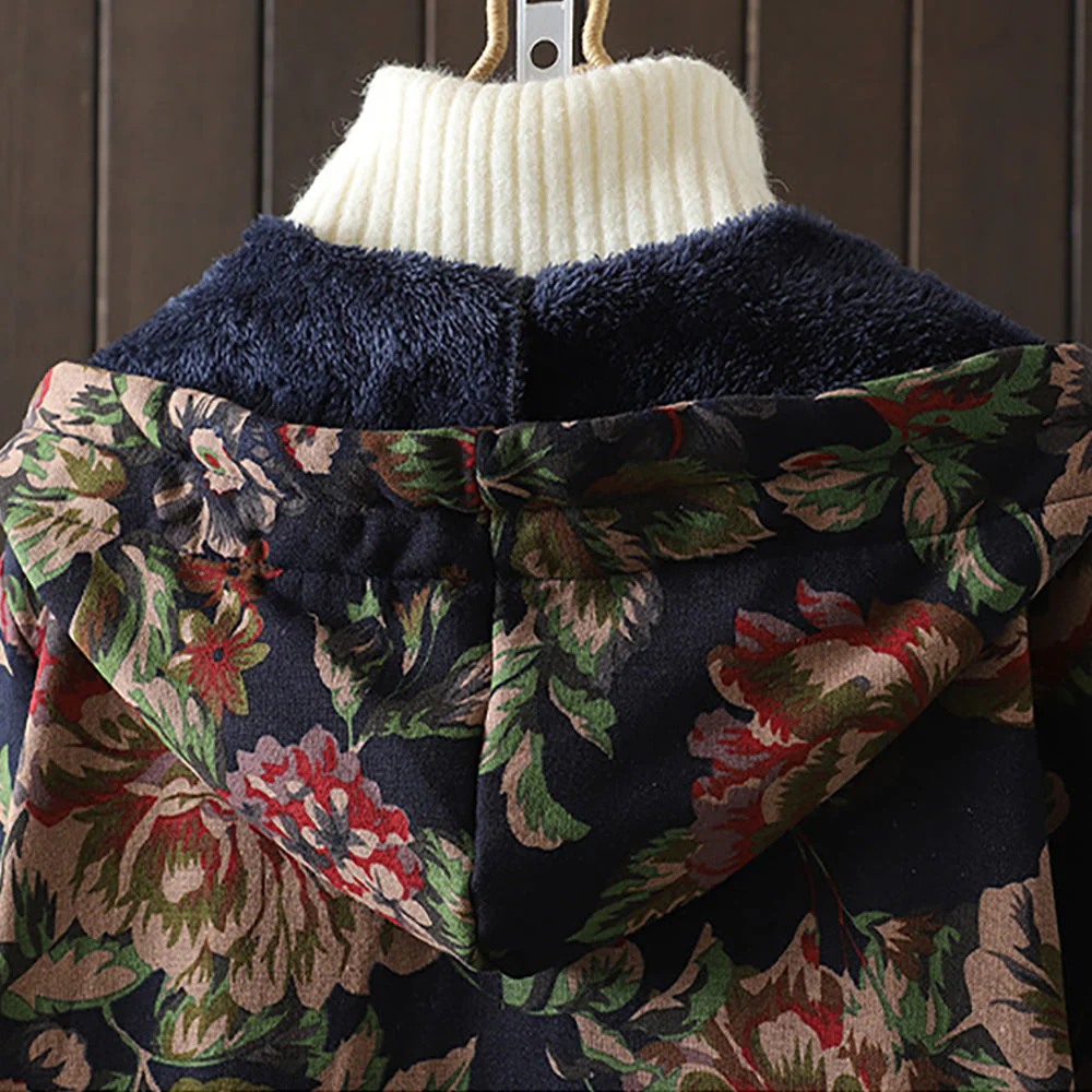 Micaela | Vintage style long coat with floral print - Image 6