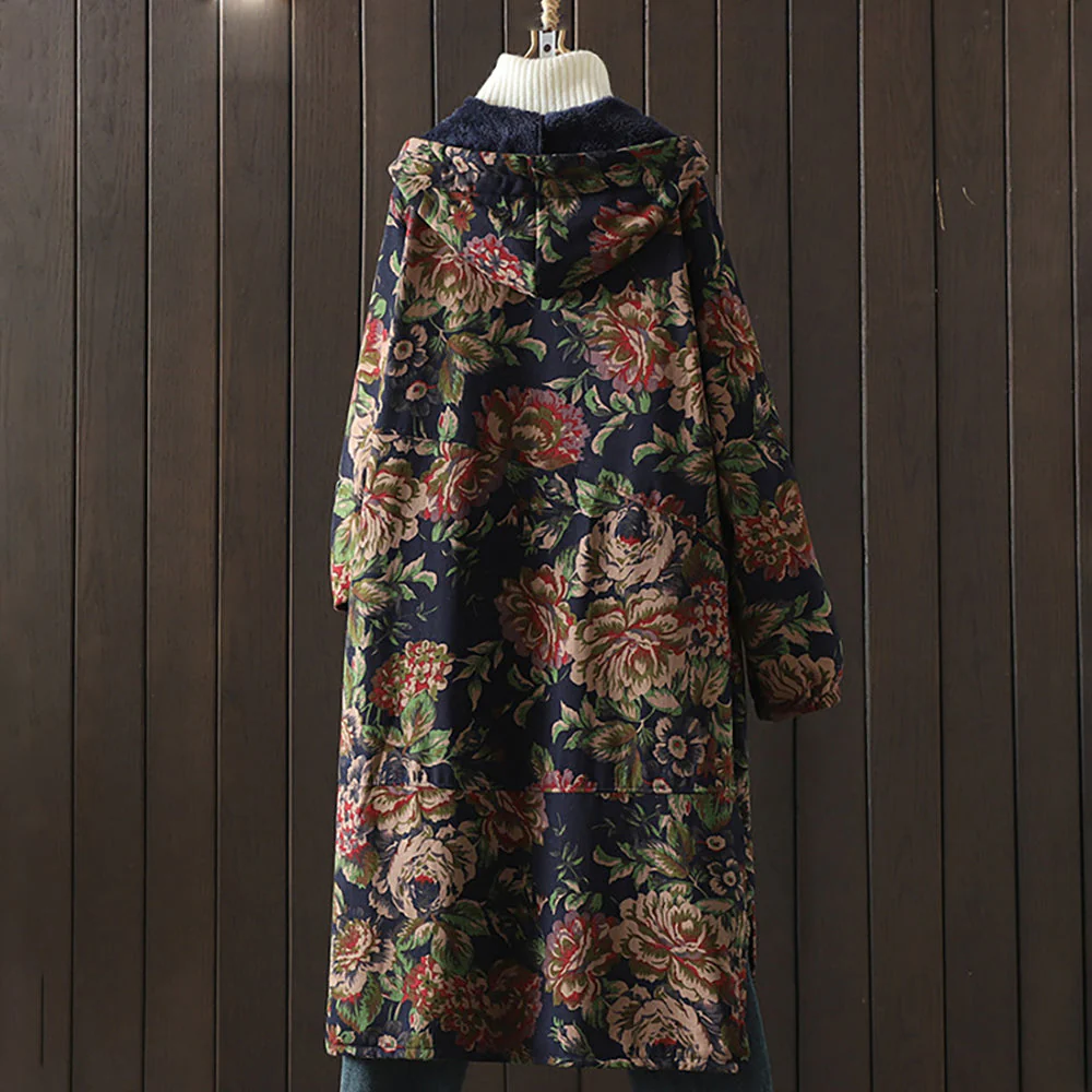 Micaela | Vintage style long coat with floral print - Image 7