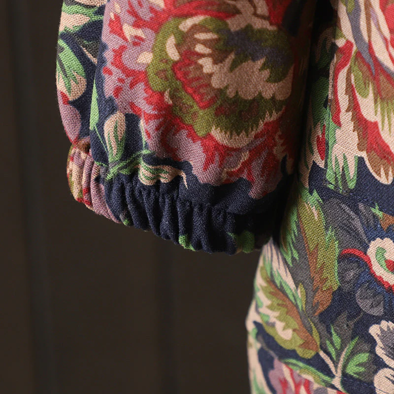 Micaela | Vintage style long coat with floral print - Image 9