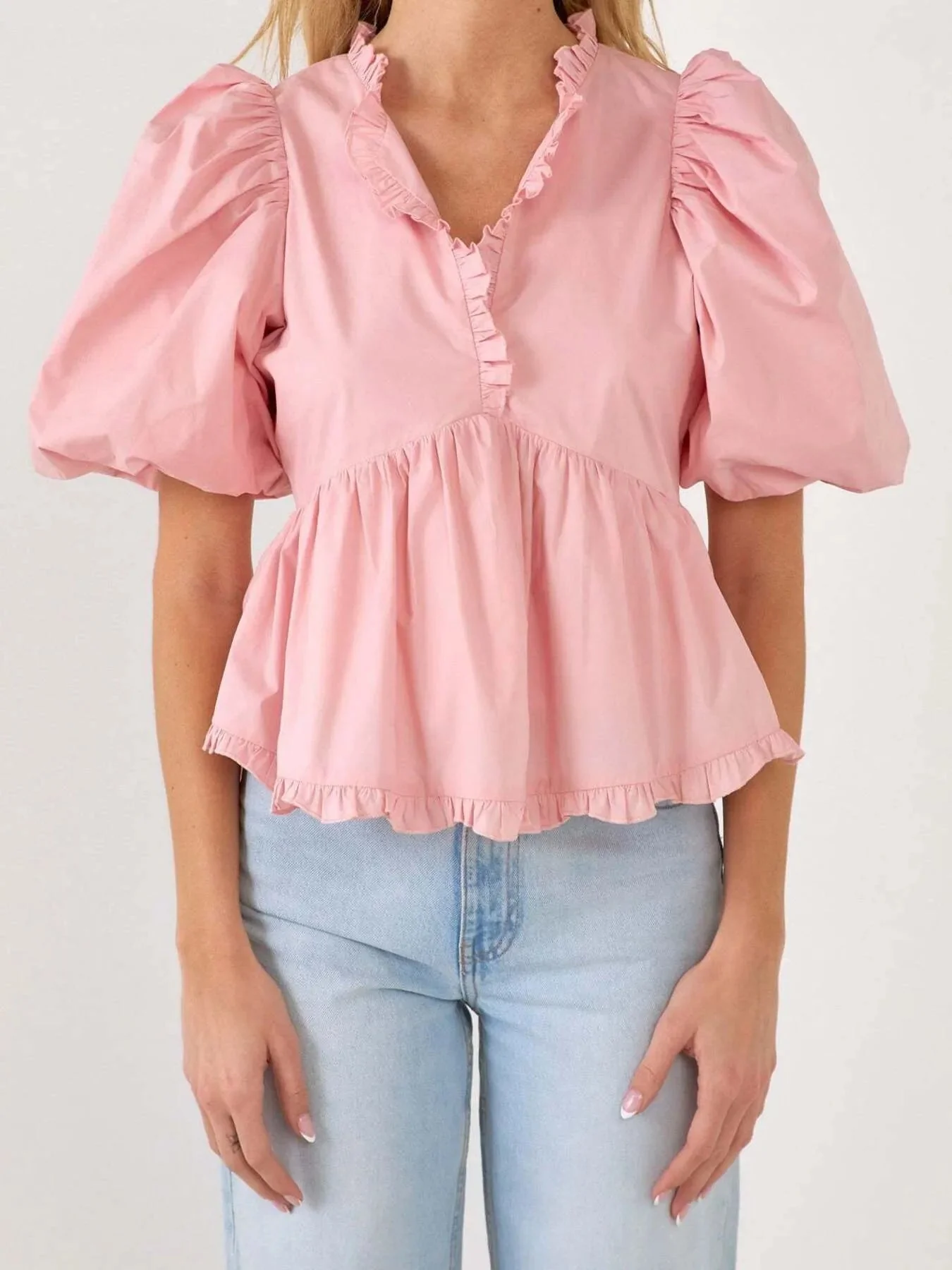 Michela® | Elegant Peplum Blouse With Puff Sleeves - Image 4