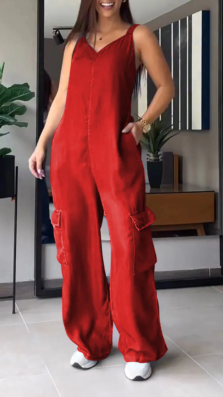 Michelle® | Women'S Sleeveless Denim Cargo Jumpsuit - Image 3