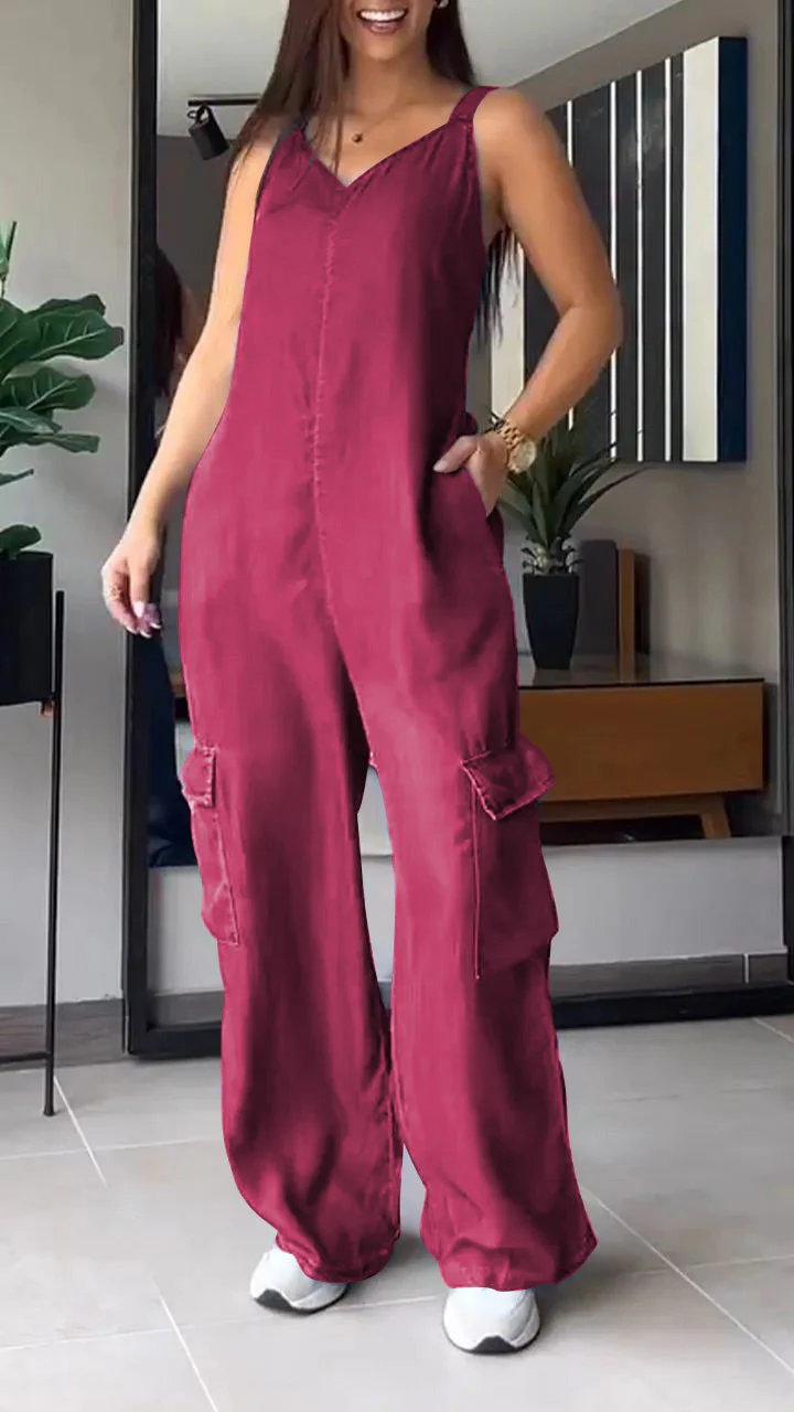 Michelle® | Women'S Sleeveless Denim Cargo Jumpsuit - Image 4