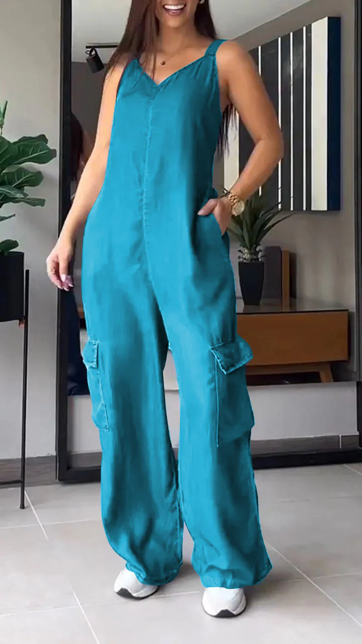 Michelle® | Women'S Sleeveless Denim Cargo Jumpsuit - Image 5