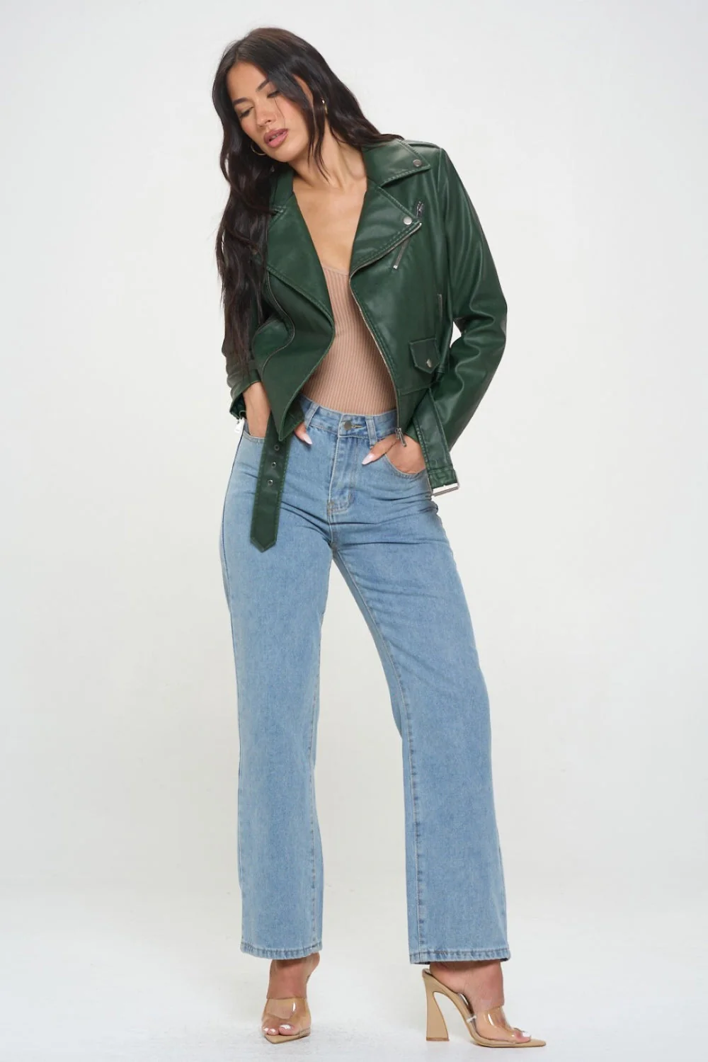 Milagros | Biker jacket with zip and belt - Image 5
