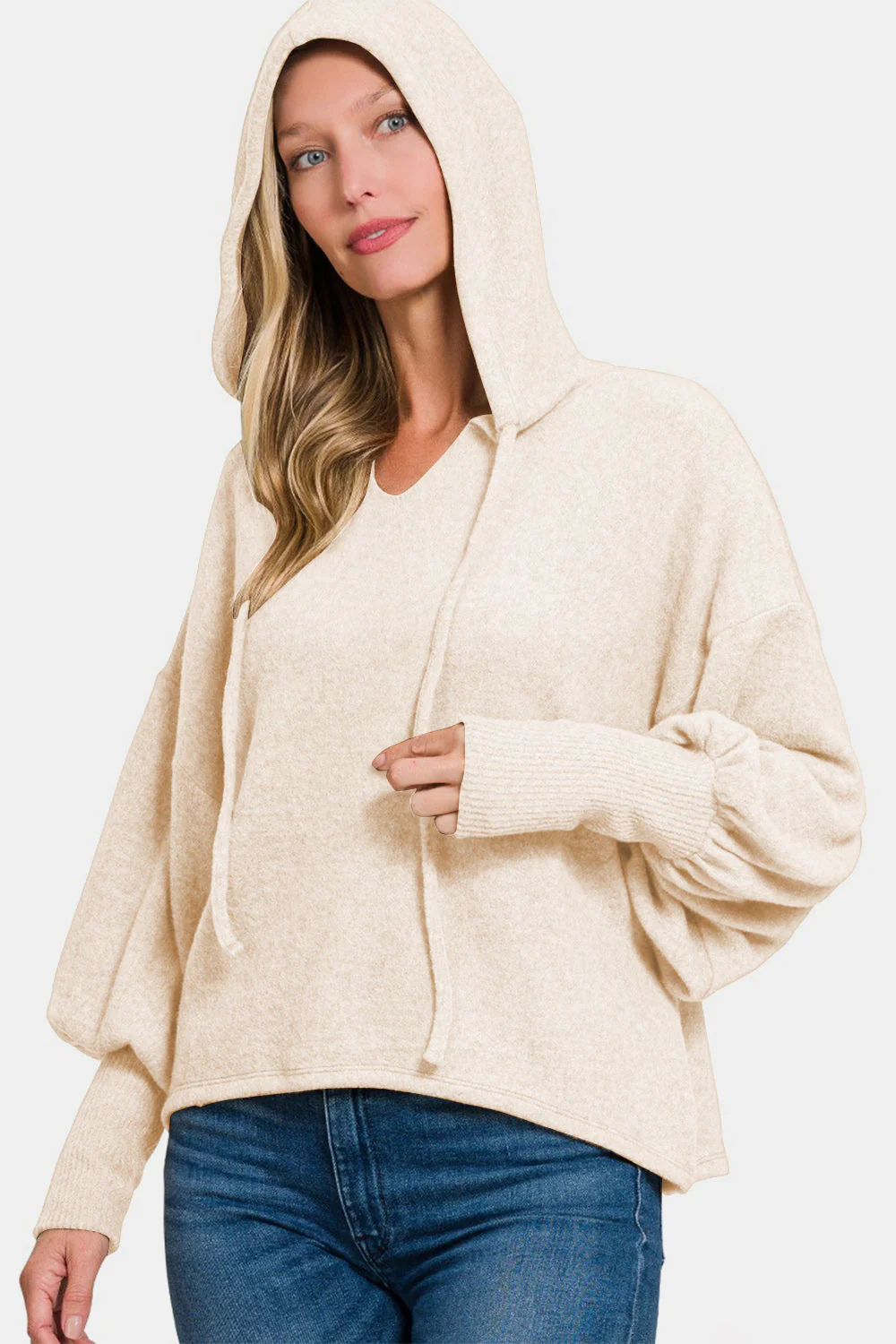 Milagros | Brushed Hacci hoodie with dropped shoulders - Image 3