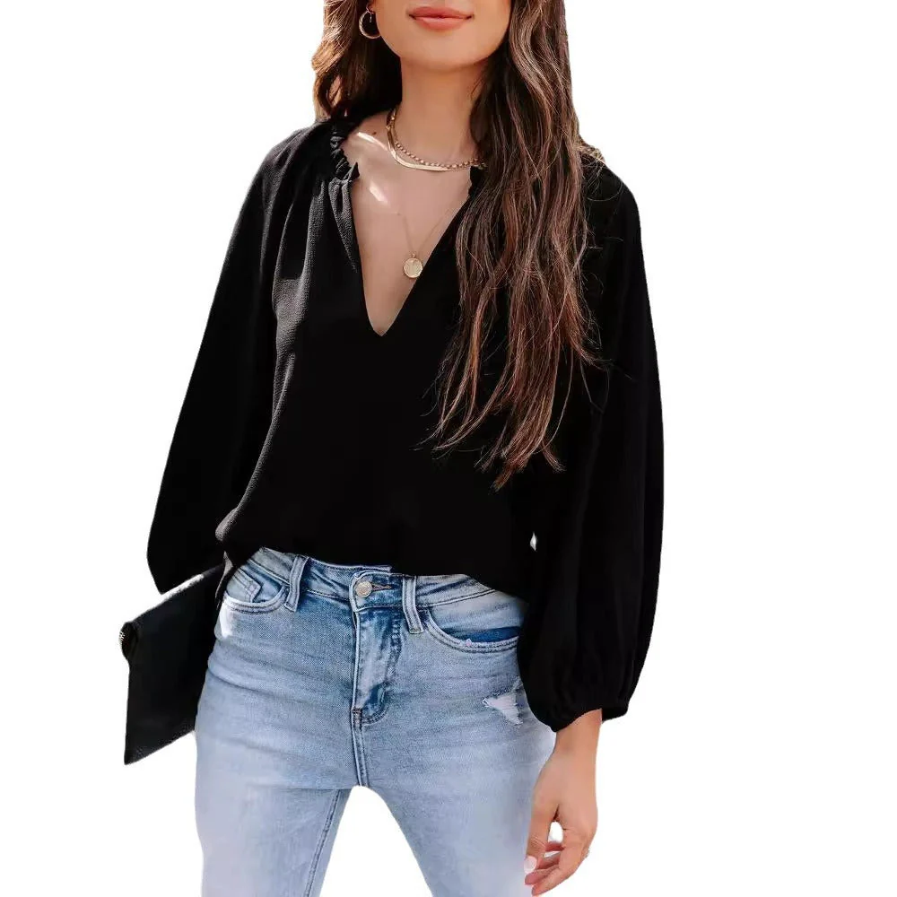 Milagros® | Women'S Blouse Shirt With V-Neck And Wide Sleeves - Image 5