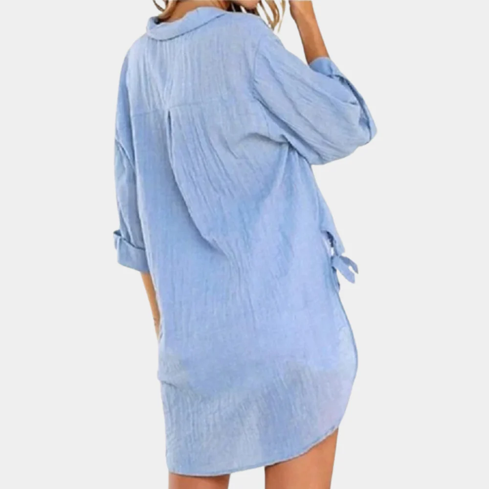 Miriam® | Blouse bleu clair femme tissu doux coupe comfortable été - Image 2