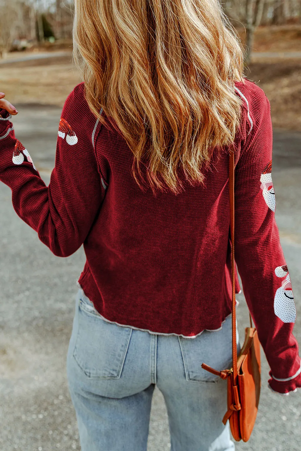 Miriam | Long sleeve blouse with Santa Claus crew neck and sequins - Image 3