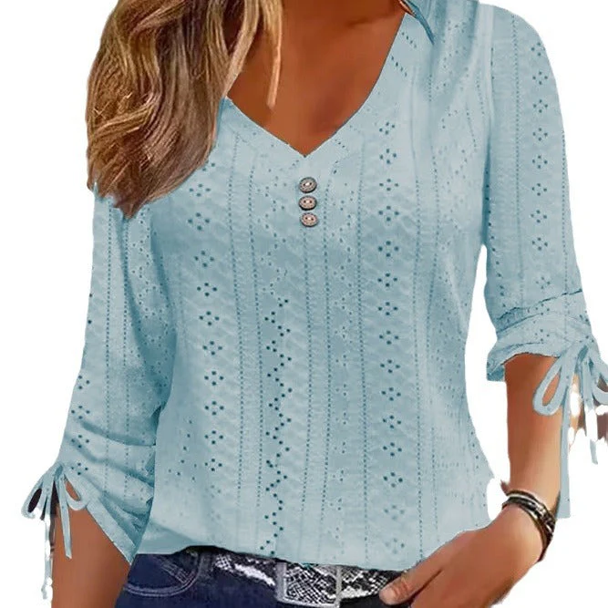 Miriam® | Women'S Blouse Shirt With Timeless Perforated Look And Ruffled Sleeves - Image 5