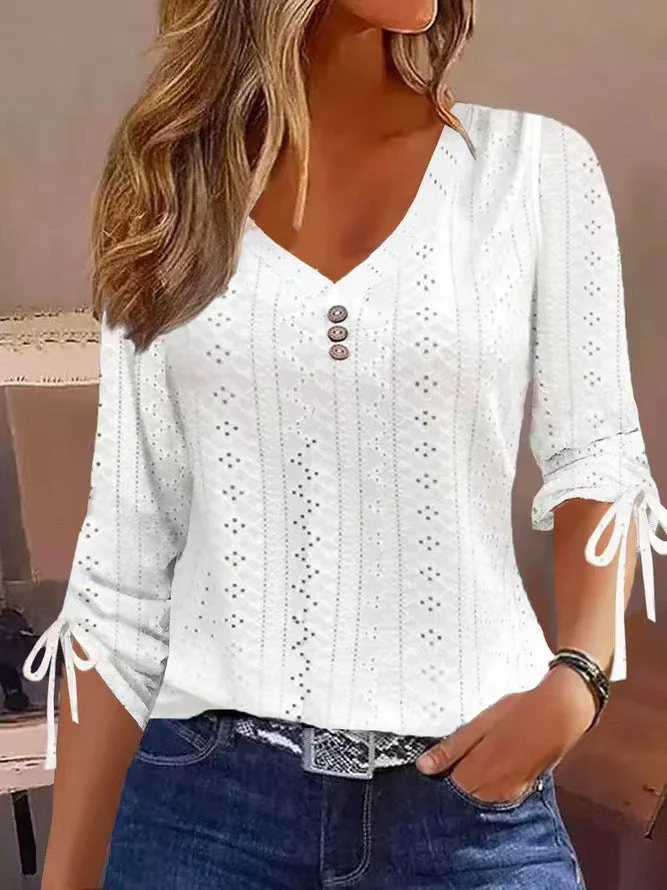 Miriam® | Women'S Blouse Shirt With Timeless Perforated Look And Ruffled Sleeves - Image 7