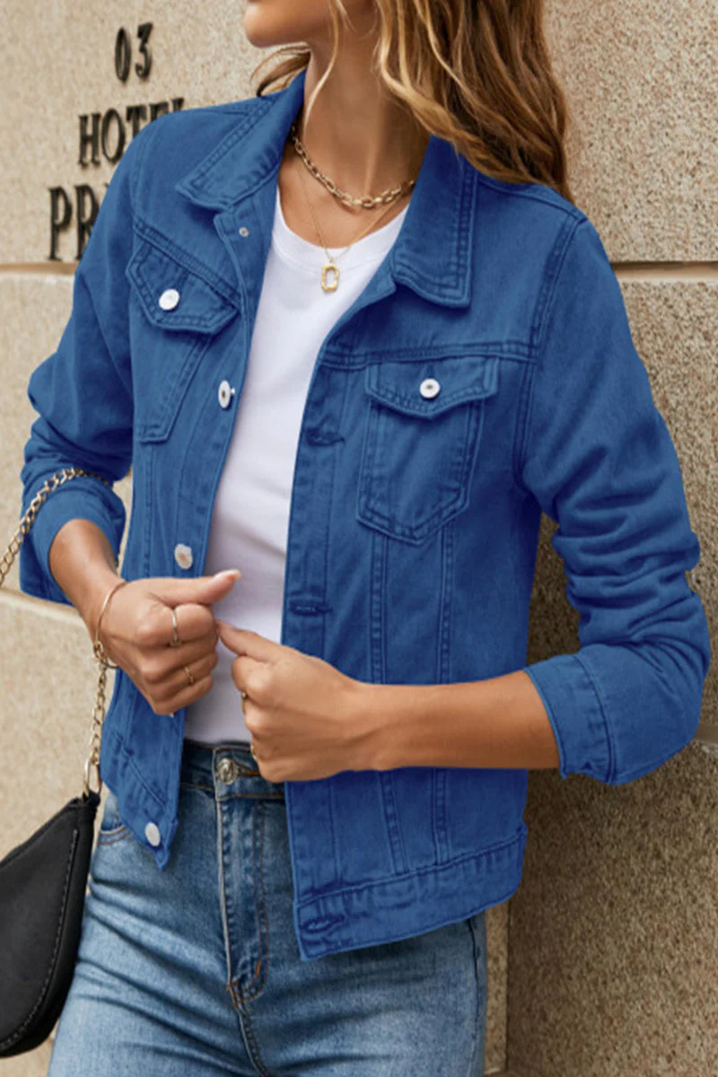 Monica | Casual Street Solid Patchwork Turn-Down Collar Outerwear - Image 2
