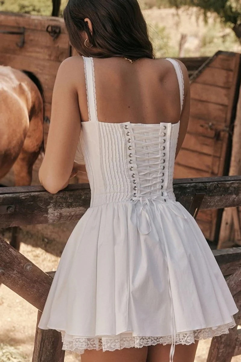 Mónica® | Lace Corset Mini Puff Dress - Image 5