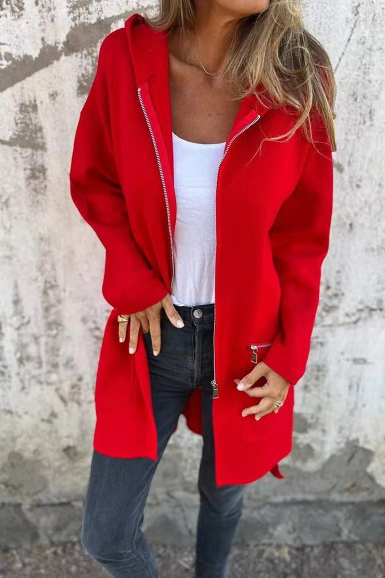 Monica | Mid-length hoodie with a fixed zip - Image 4