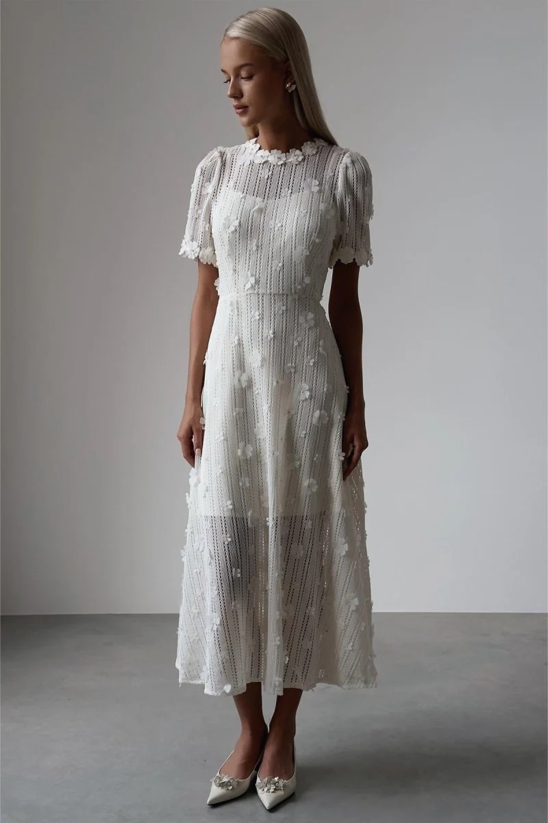 Mónica® | Midi Knit Dress With Lace Embroidery - Image 3