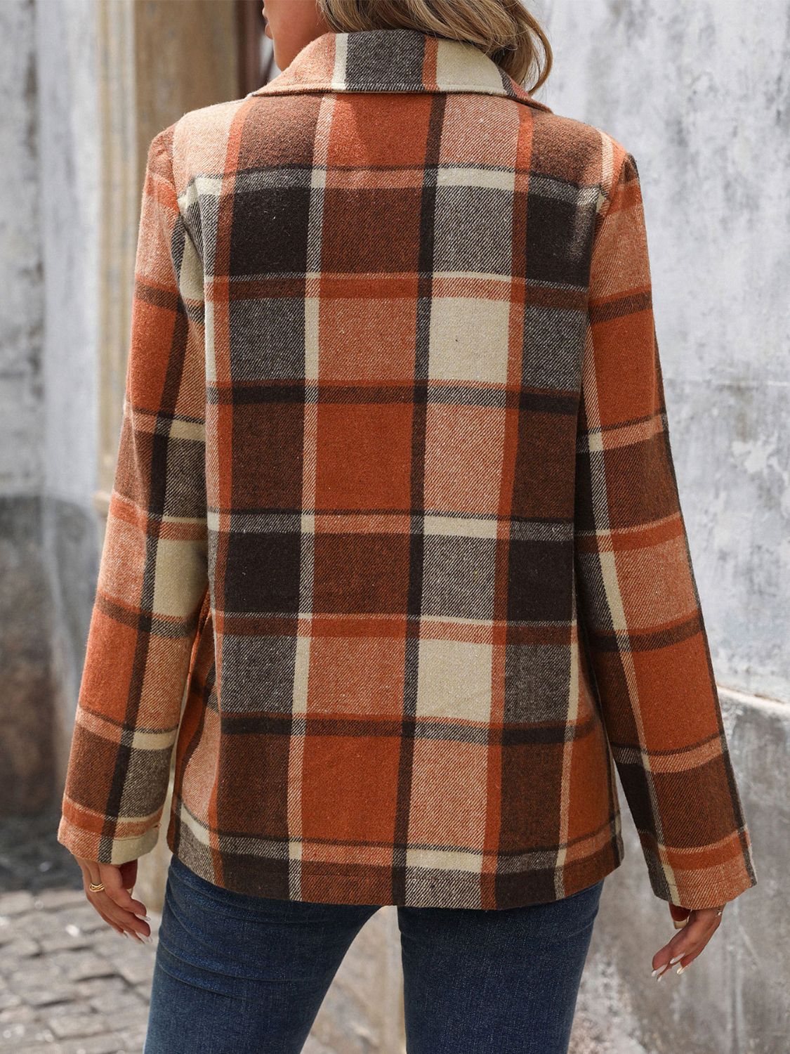 Monica | Perfee checked blazer with button placket and lapel collar - Image 2