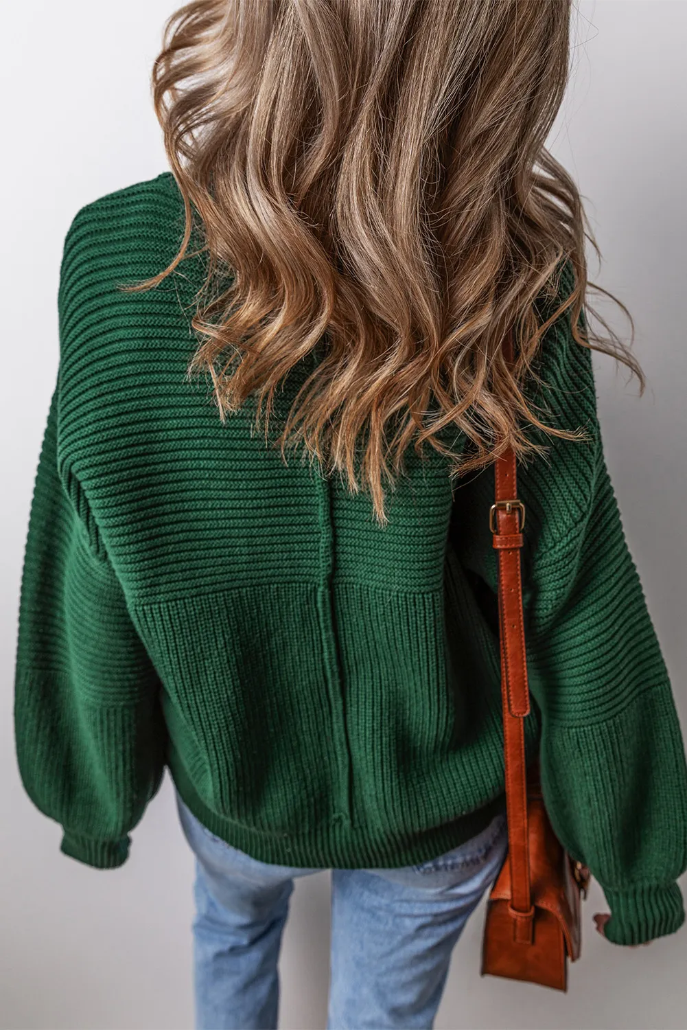 Monica | Round neck sweater with low shoulders - Image 2