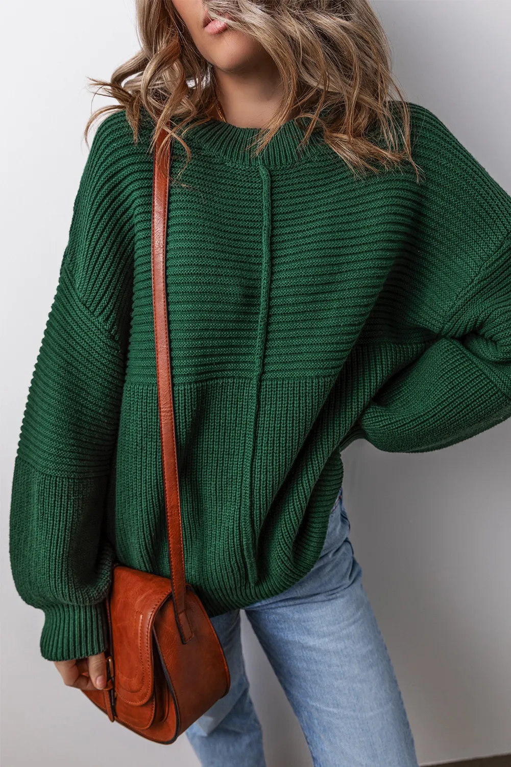 Monica | Round neck sweater with low shoulders - Image 4
