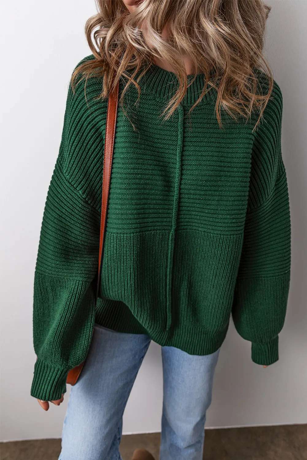 Monica | Round neck sweater with low shoulders - Image 5