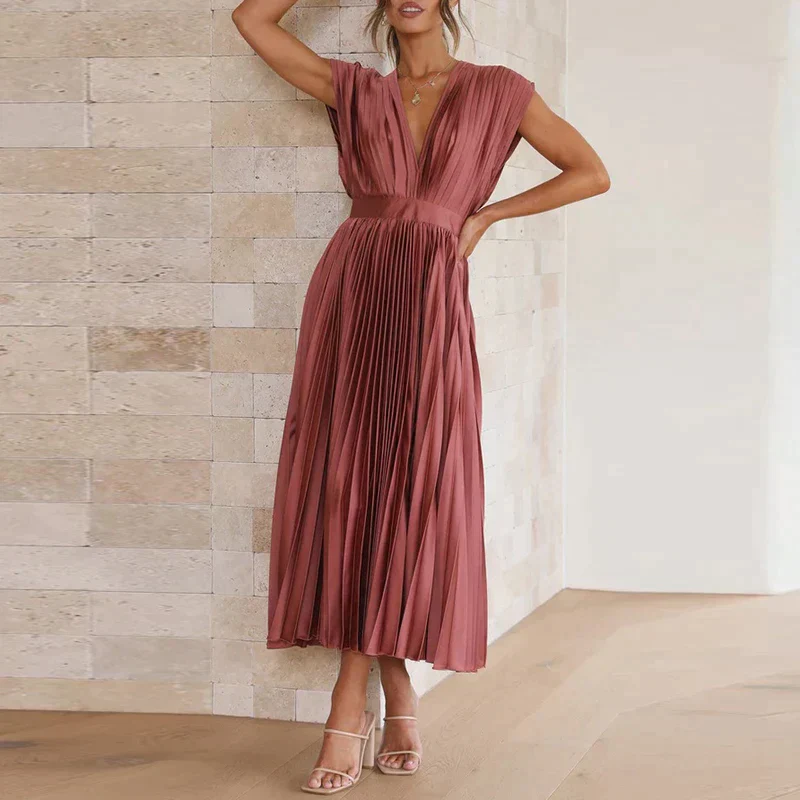 Montserrat® | V-Neck Maxi Dress With Pleats - Image 6