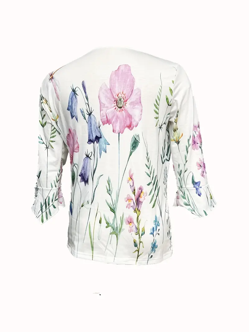 Morgan® | Floral Print Top With Buttons And Flared Sleeves - Image 5