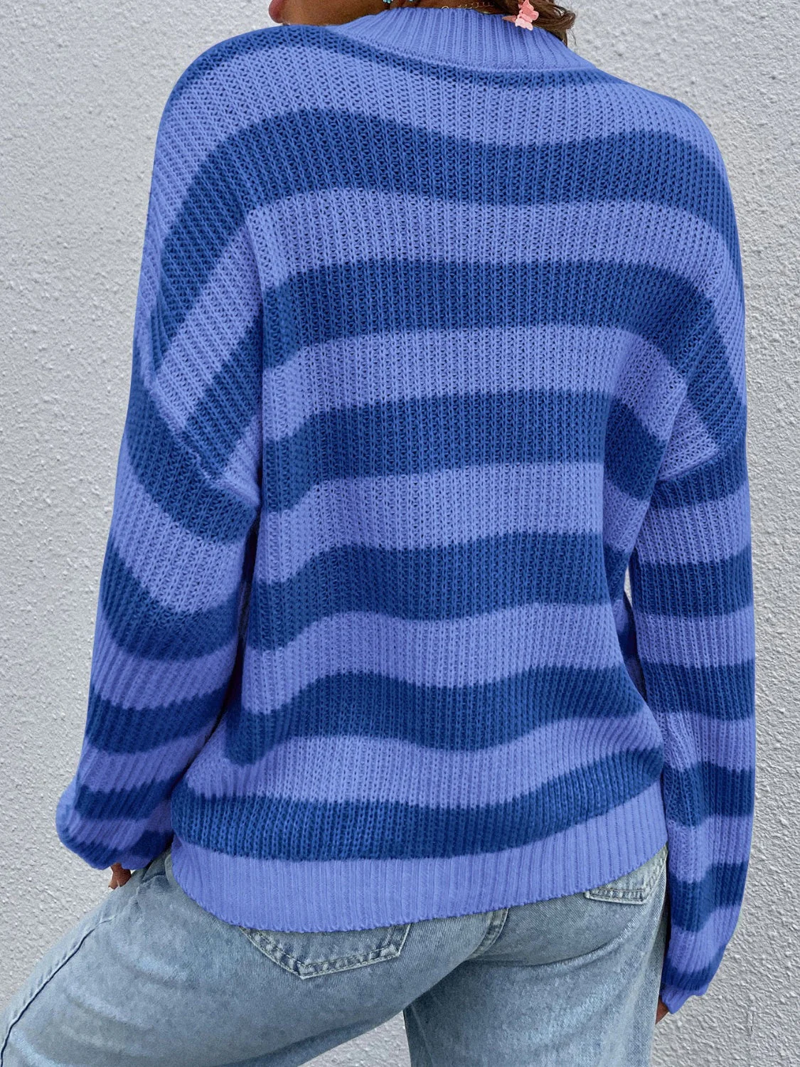 Nadia | Honey colored striped long sleeve crew neck jumper - Image 7