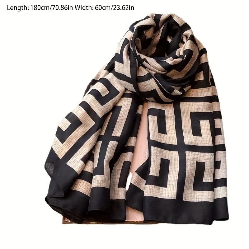 Nadia | Elegant geometric print scarf, large soft, cozy and breathable scarf for autumn/winter, warm decoration, inelastic women's scarf - Image 2