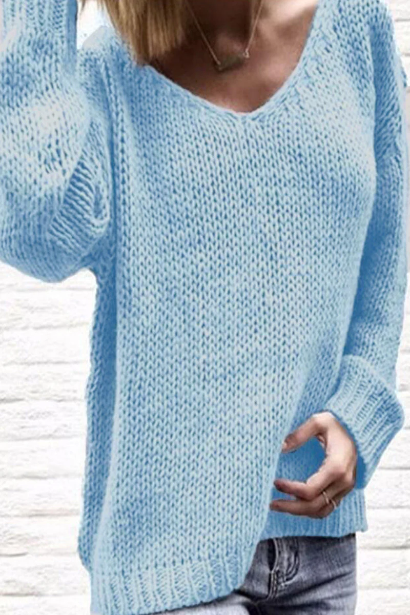 Nahir | Casual solid color V-neck sweaters - Image 4