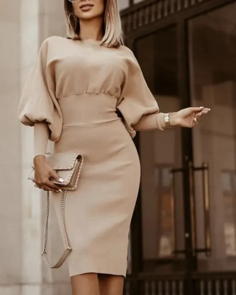 Naomi® | Elegant Midi Dress With Puff Sleeves - Image 2