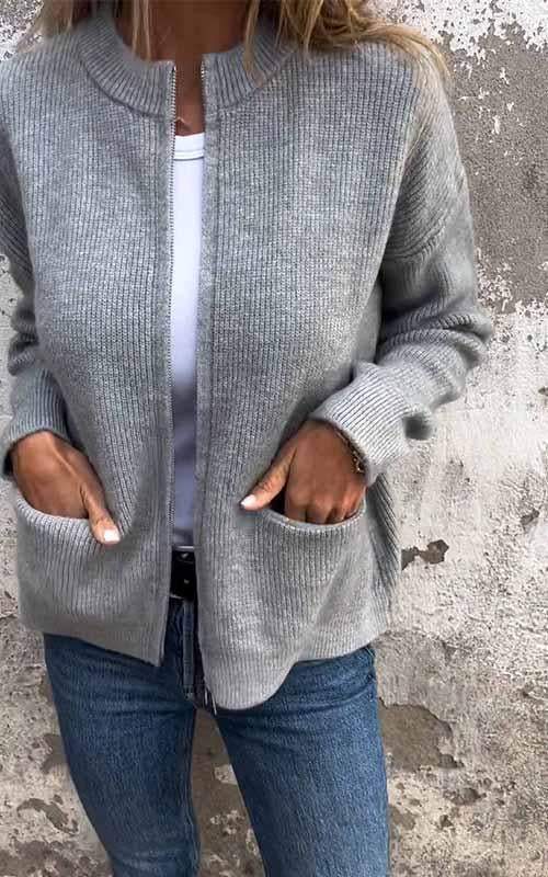 Natalia | Cotton zip-up cardigan