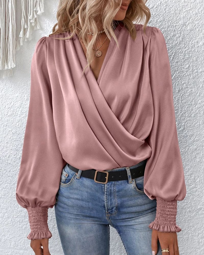 Natasha® | Elegant Long-Sleeved V-Neck Blouse - Image 3