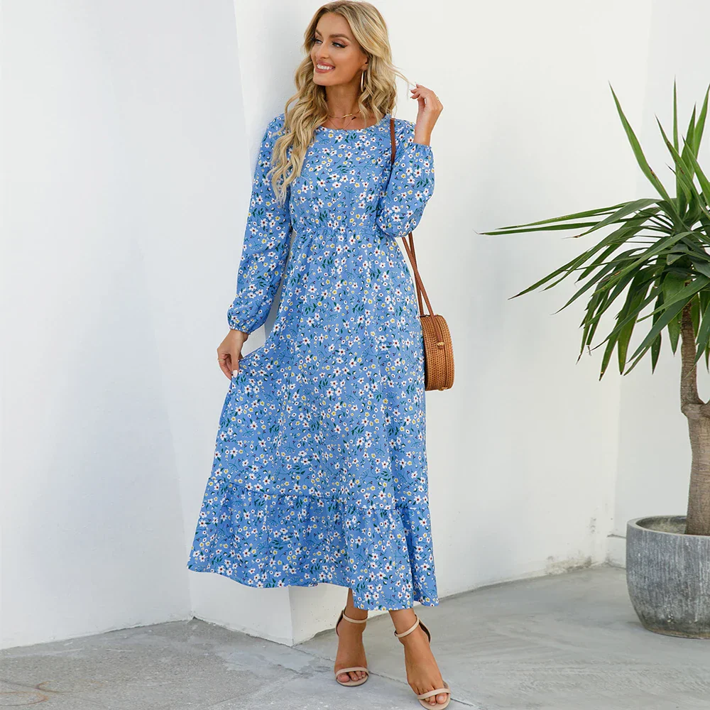 Natasha® | Women'S Bohemian Floral Chiffon Maxi Dress With Long Sleeves - Image 13