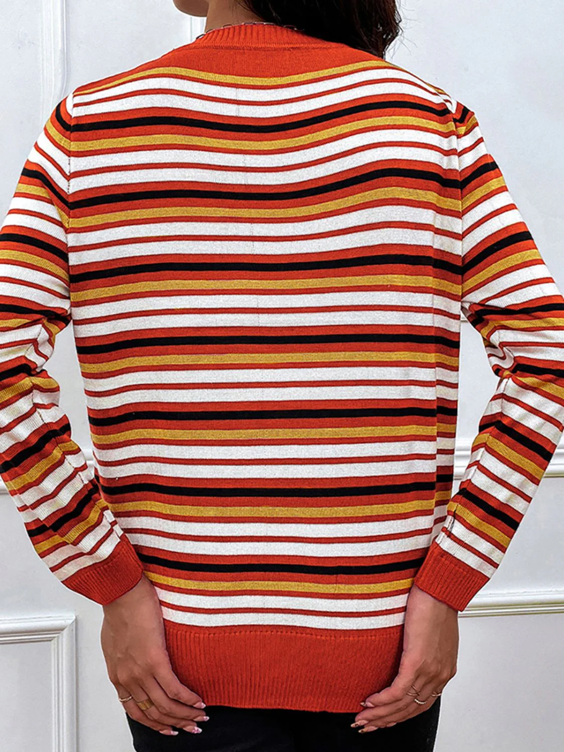 Nathalie | Shiny striped long-sleeved sweater with a crew neck - Image 6