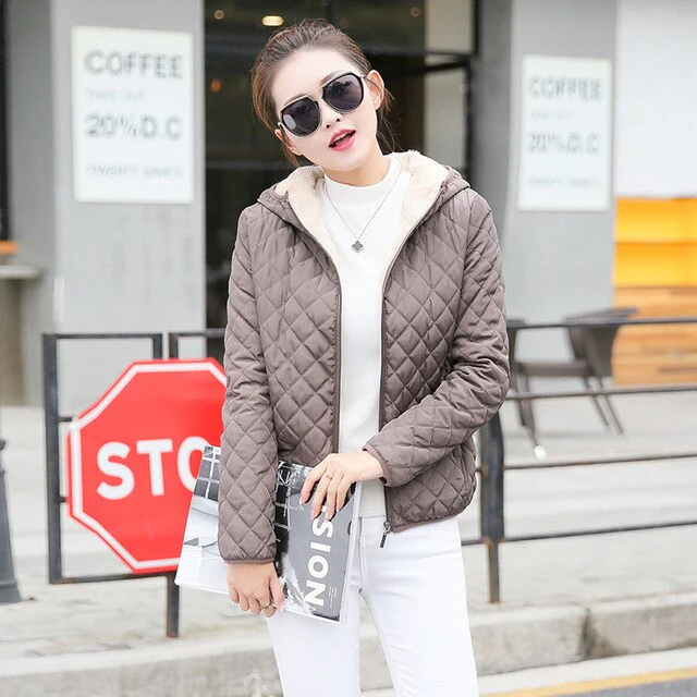 Nathalie | Lined women's coat with hood - Image 3