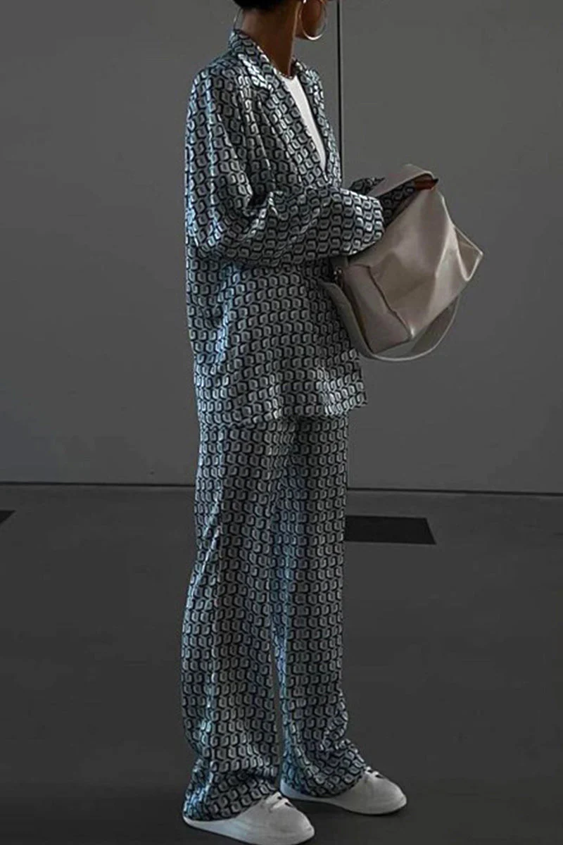 Natividad | Casual Street Animal Print Patchwork Turndown Collar Long Sleeve Two Piece Suit - Image 3