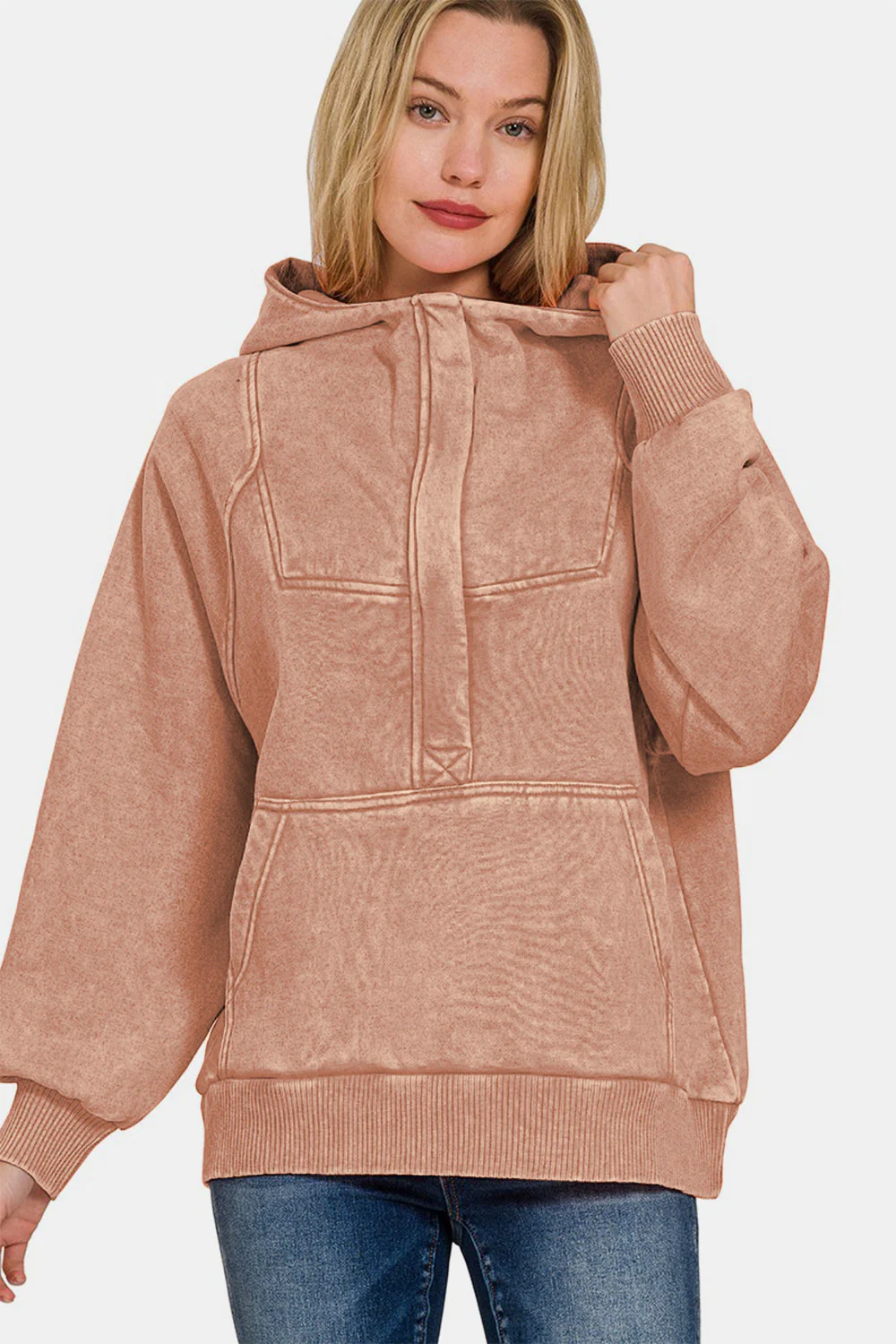 Nélida | Zenana Acid Wash Fleece Kangaroo Hoodie - Image 3