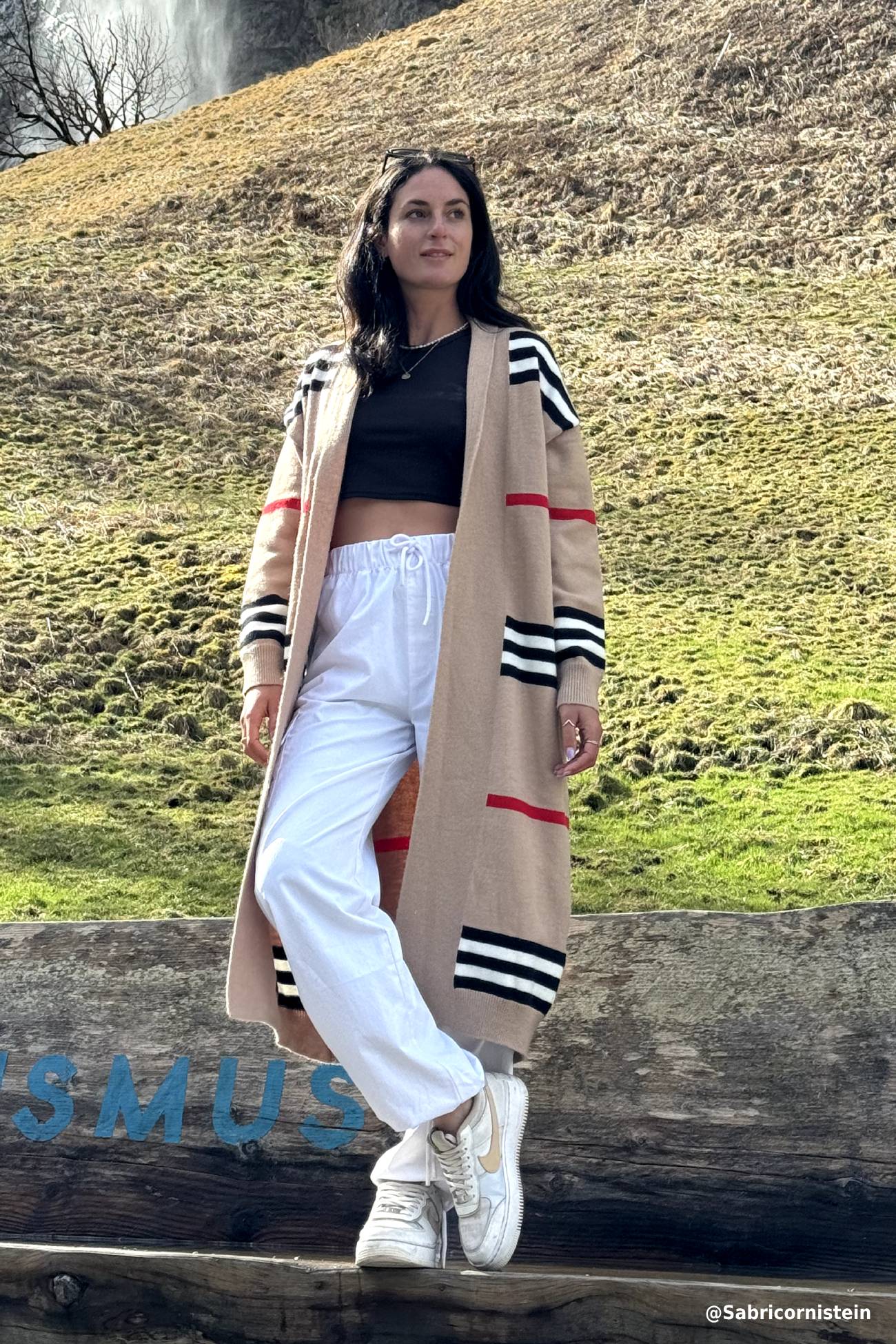 Nerea | Contrasting striped cardigan with an open front - Image 6