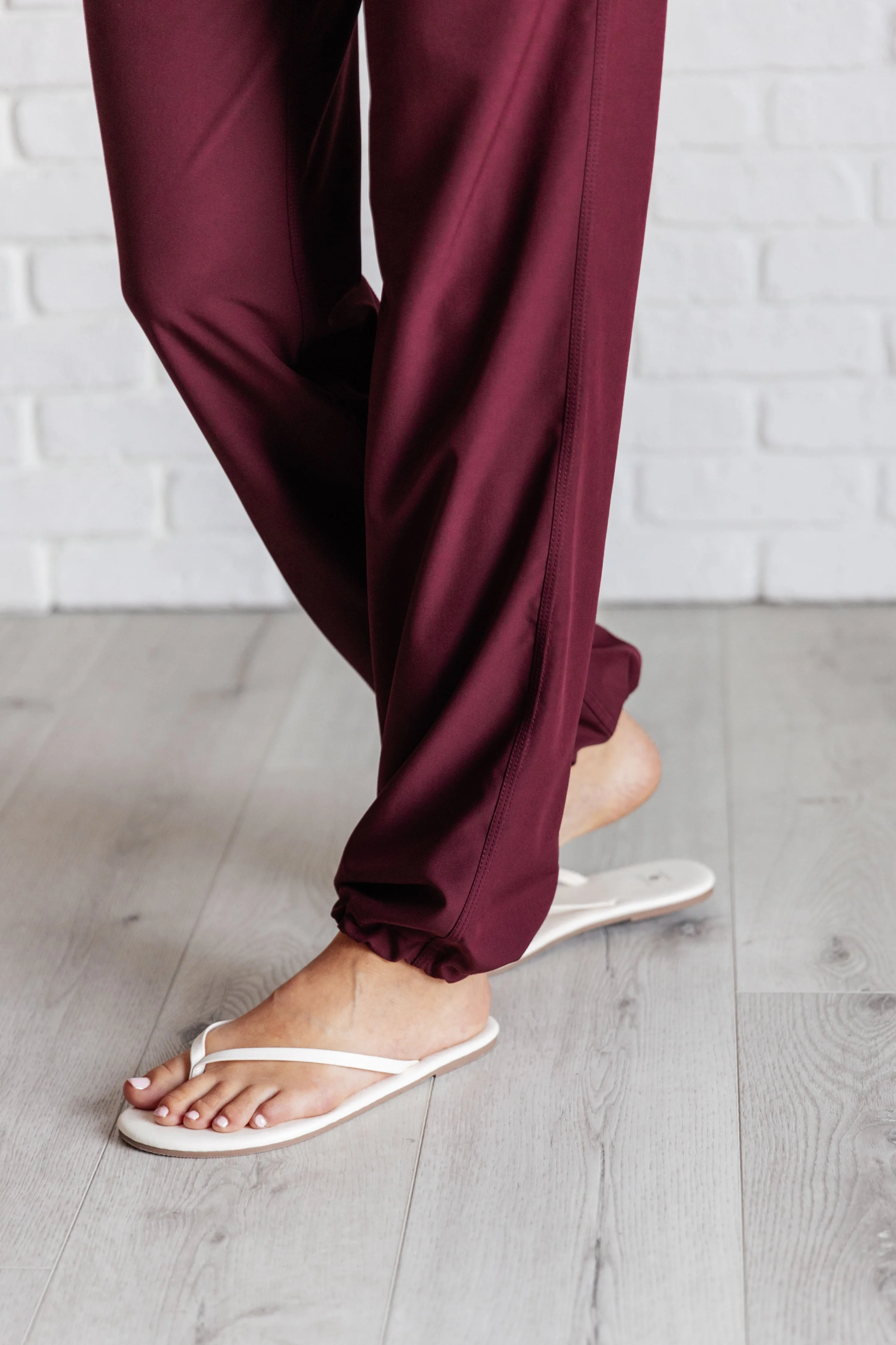 Nerea | Runner's high drawstring jogging pants in Red Merlot - Image 8