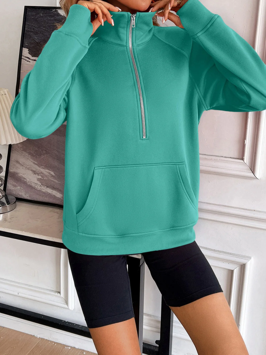 Nina | Ivy Lane half zip sweatshirt with raglan sleeves - Image 12