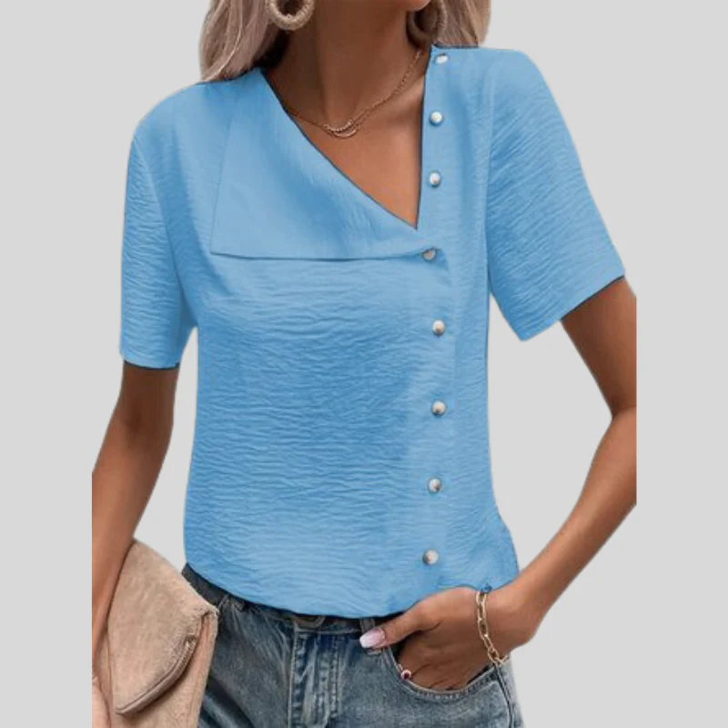 Nina® | Stylish Designer Blouse With Button Placket And Button Closure